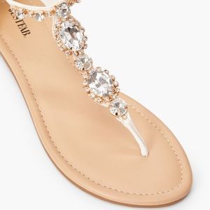 Celie Flat Embellished White Sandal size 6.5